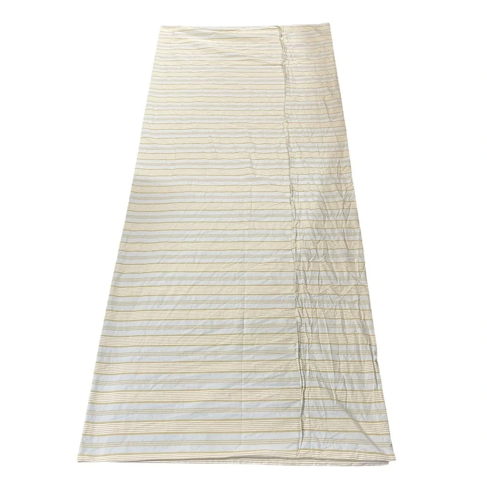 Restoration Hardware King Duvet Misto Stripe Aqua Green Cream Button 100% Cotton